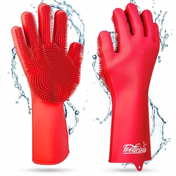 

1Pai Upgrade Magic Silicone Rubbe Dish Washing Gloves Eco-Friendly Scrubber Cleaning Multipurpose Kitchen Bed Bathroom Hair Care