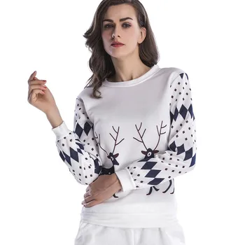 

Christmas Hoodies Women Pullovers 2018 Harajuku Deer Printed Sweatshirts Female Tracksuit Tops Sudaderas Mujer T7