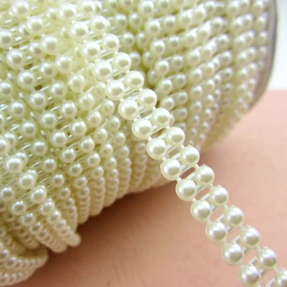 Free-Shipping-2Meters-9mm-Double-4mm-pearls-Craft-ABS-Half-Round-Flatback-Imitation-Pearl-Beads-Chain