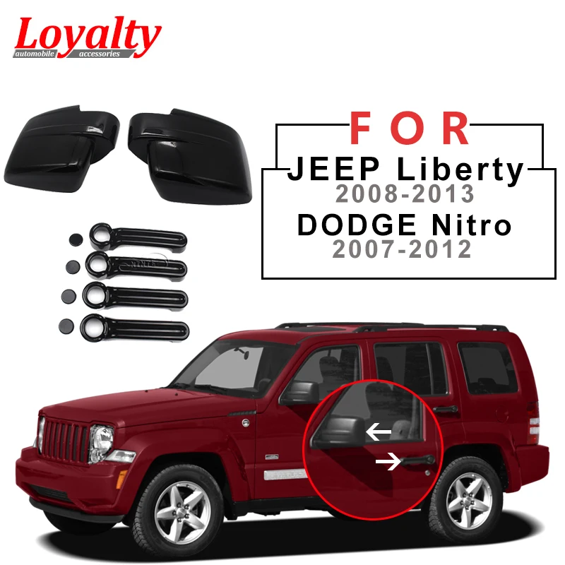 

Loyalty Black Auto Part for 2008 2009 2010 2011 2012 2013 JEEP Liberty Side View Mirror + 4 Door Handle Cover Car Styling