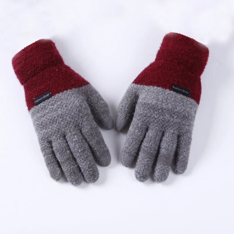 

Brand Winter Men Cashmere Gloves Casual Touch Screen Warm Knitted male Mittens Thicken Solid Driving Gloves