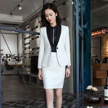 Новинка, белый блейзер, костюмы с юбкой и курткой, комплекты для женщин, Офисная деловая рабочая одежда, официальный стиль униформа, блейзеры