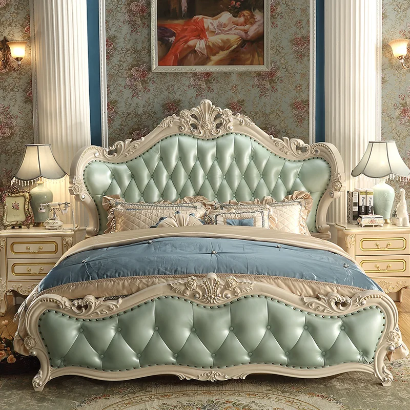 Luxury suite blue bedroom furniture Europe type table dresserin