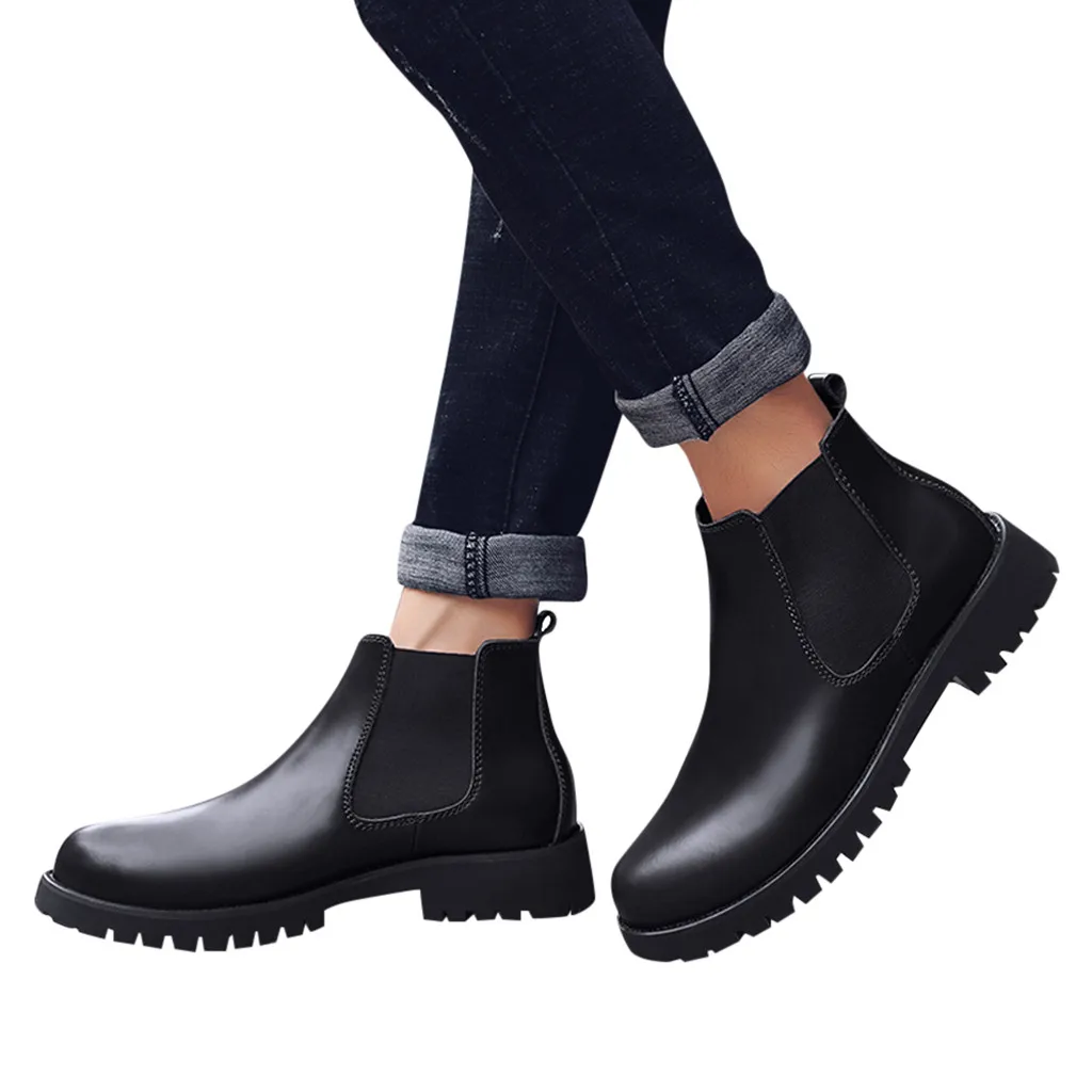 SAGACE/ Мужская Рабочая обувь в стиле ретро на низком каблуке с круглым носком Нескользящие Кожаные полуботинки зимние ботинки мужские зимние ботинки