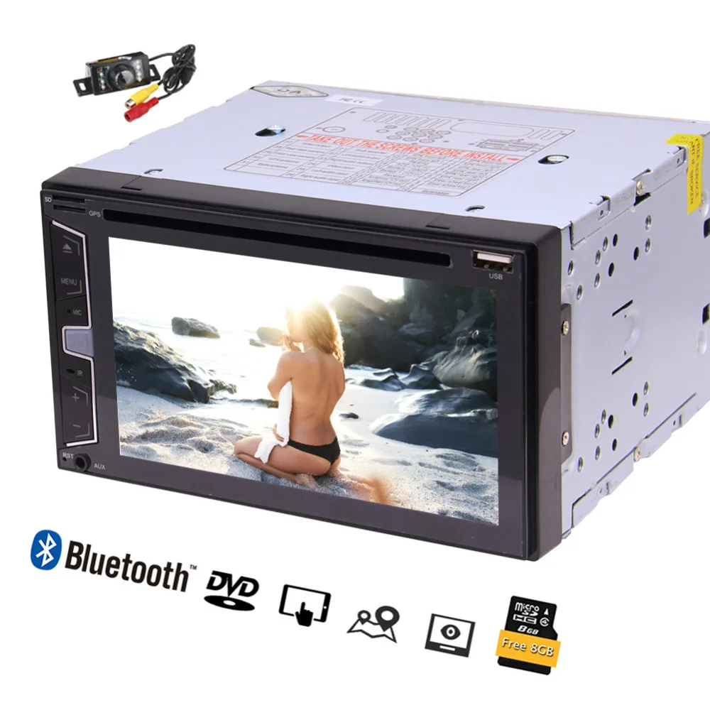 

Double 2 Din Car Stereo Car Radio Bluetooth/DVD/AM/FM/USB/TF/AUX/SWC 6.2 inch Capacitive Touch Screen GPS Navigation Car Video