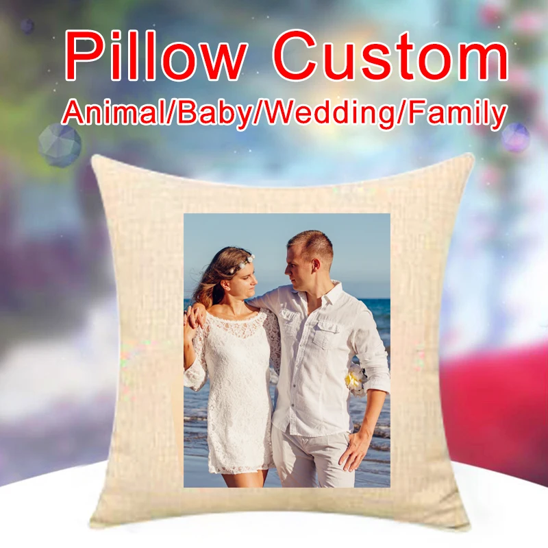 

Fezrgea Customize Design Pillow Case Decorative For Home 43X43cm Cotton Linen Cover Cushion Wedding Gift Christmas Home Decor