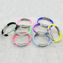 Ювелирные изделия из нержавеющей стали, аксессуары для браслета, силикон, много цветов на выбор, 38x15x5 мм, продается приблизительно на 7,5 дюйма
