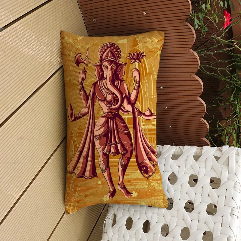 Индийский миф персонажи Бог брама Шива Вишну Кришна рама длинная талия наволочка домашнее украшение для дивана Прямоугольная подушка чехол - Цвет: Ganpati