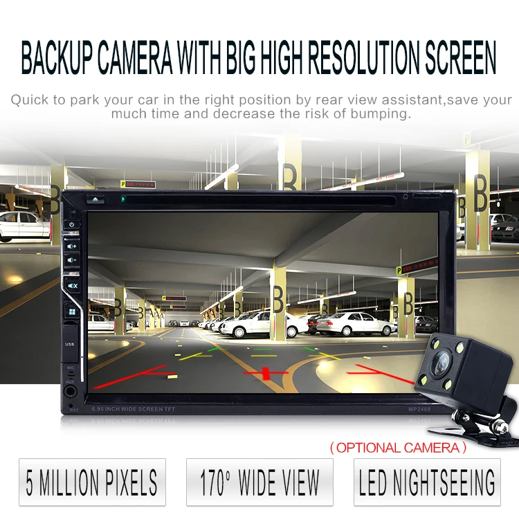 ANLUD Car Monitor DVD GPS MP5 Player 6.95 LCD Touch Screen 2DIN Autoradio In-Dash FM Radio with Remote for Rear View Camera (7)