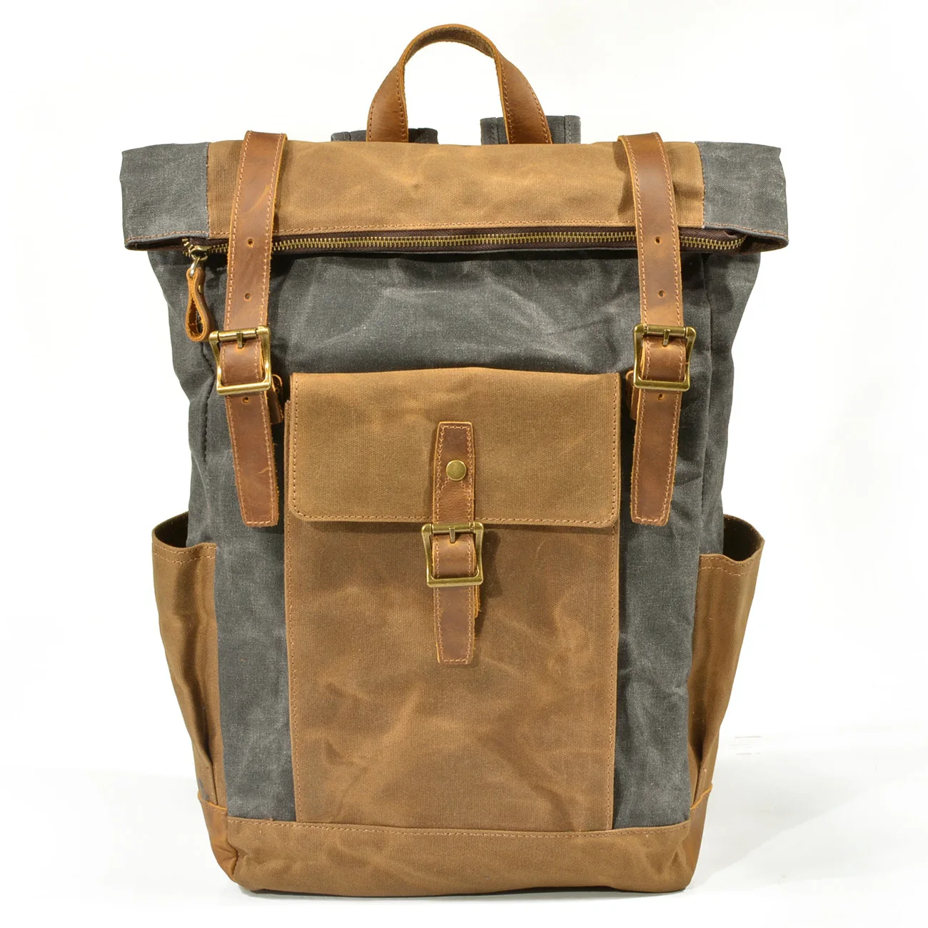 Muchuan масло воск ткань Рюкзак Новая сумка для отдыха в европейском стиле большой объем водонепроницаемый холст сумка - Цвет: Темно-серый