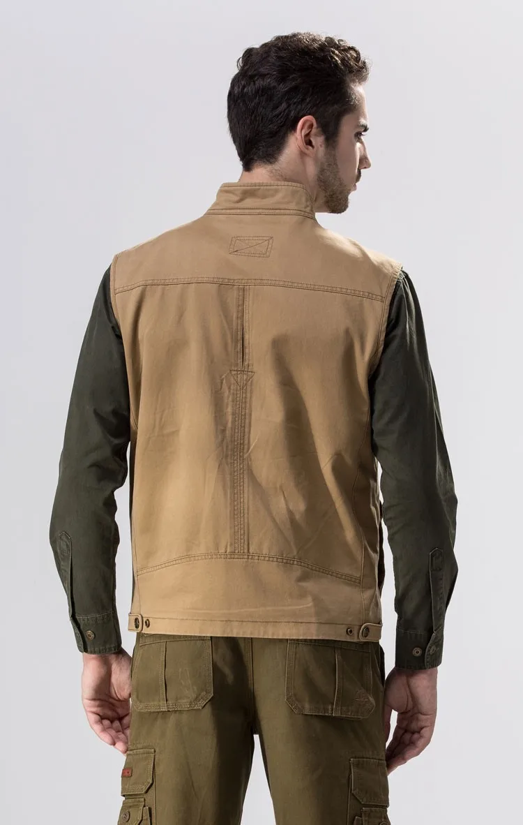 2015 Autumn Spring Casual Men Vest Coat AFS JEEP Cotton Multi Pocket 4XL Cargo Outdoor Hiking Sleeveless Jackets Waistcoat Vests (6)
