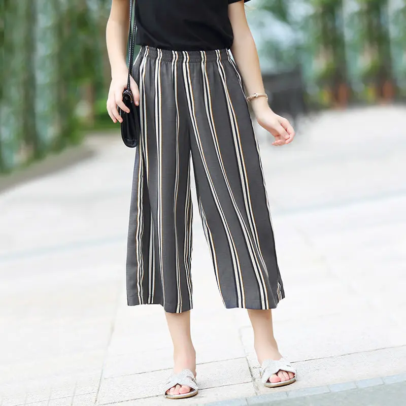 

2016 Summer Loose Wide Leg Pants Capri for Teen Girls Kids Trouser Elastic Waist for Teenage Age 8 9 10 11 12 13 14T Years Old
