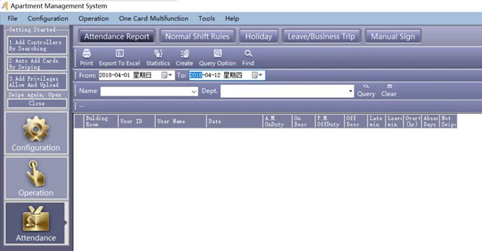 Attendance interface