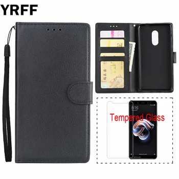 

For Redmi Note 4 4X premium PU leather Flip Phone Case Cover For XiaoMi Redmi Note 5A 5 Holster Tempered Glass Protective Film