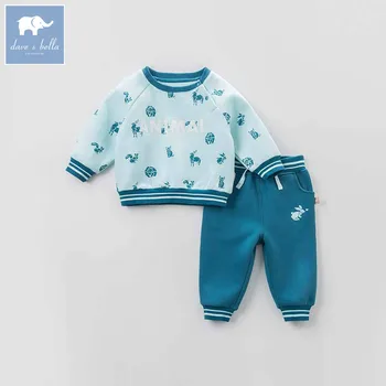 

DBJ7873 dave bella autumn infant baby boys animal print fashion clothing sets kids toddler outfits children hight quality suits