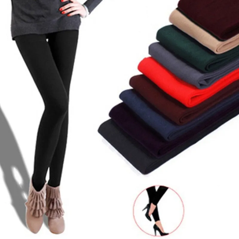 pink leggings 2021 Women Autumn Winter Thick Warm Legging Brushed Lining Stretch Fleece Pants Trample Feet Leggings High Elasticity Leggings high waisted leggings