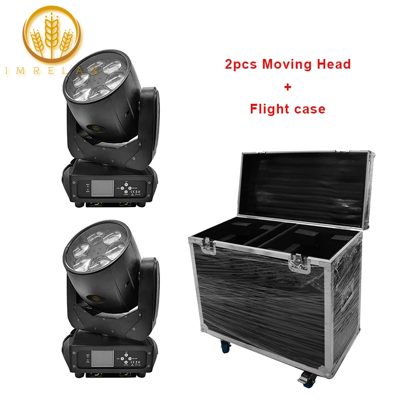 

IMRELAX 2pcs 6*40W LED Beam ZOOM Wash 3in1 Super Bee Eye Moving Head Light With Flight Case Package DMX DJ Stage Disco Light
