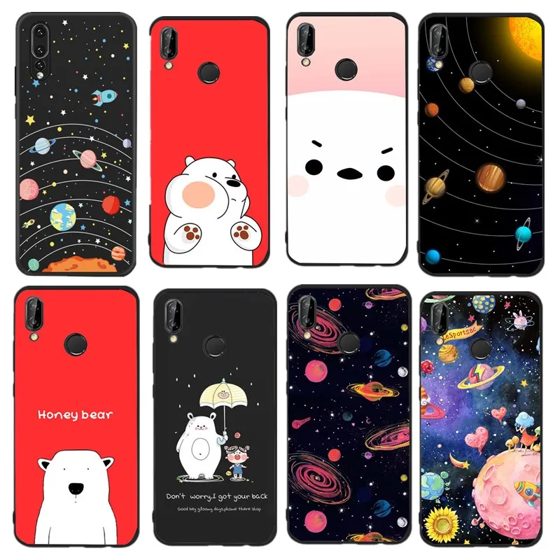 Бутылка планеты медведь на Луне чехол для телефона huawei p20 lite capa Funda p smart Mate 10 Lite
