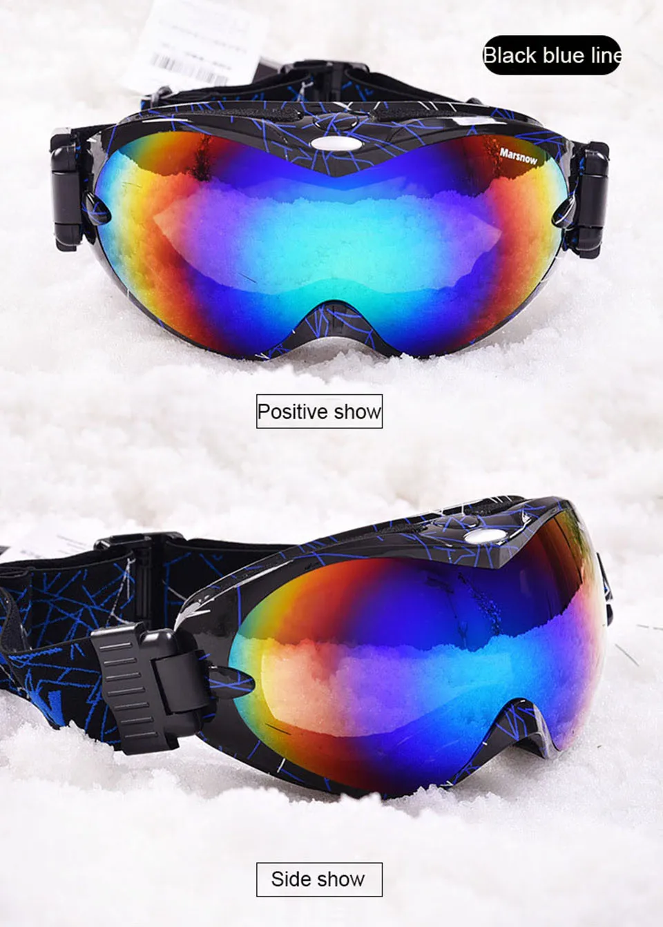 Лыжные очки, двухслойные, UV400, анти-туман, большая Лыжная маска, очки для катания на лыжах, для мужчин и женщин, профессиональные снежные очки