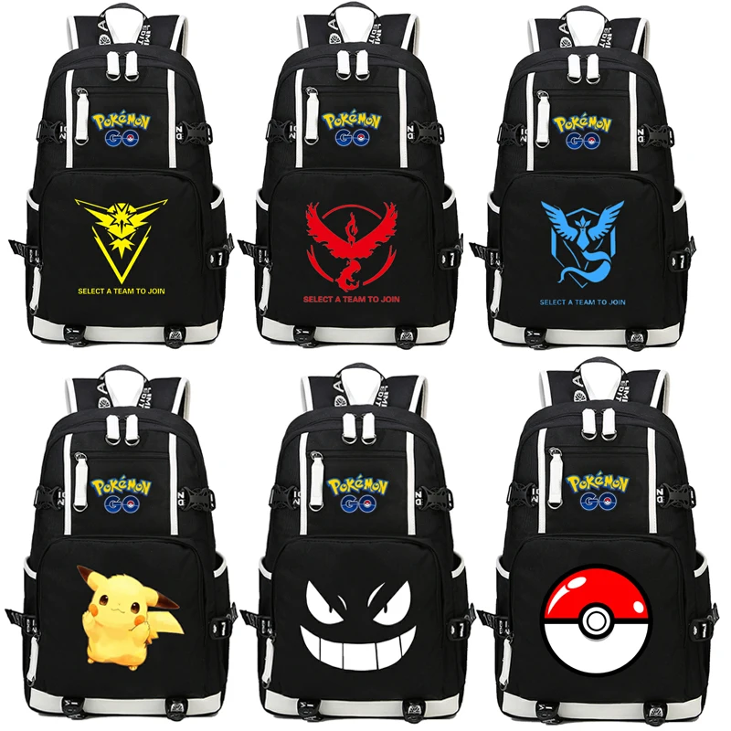 Pocket Monsters Pikachu Backpack Cosplay Pokemon Go Gengar Anime Canvas