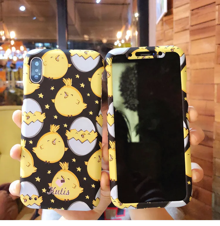 Чехол для iPhone X 360 Totoro симпатичная Передняя и задняя крышка с мультяшным котом
