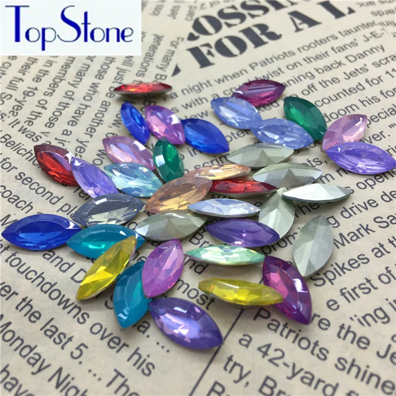 TopStone 5x10 7x15 мм Navette Смола опал Стразы заостренный обратно конский глаз Одежда
