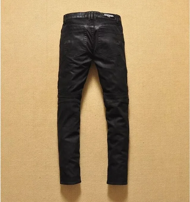 Wax Coated Biker Denim Jeans Slim fit 2