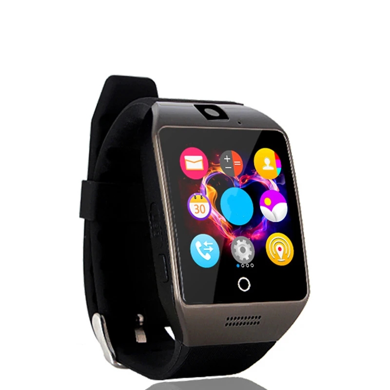 696 Bluetooth NFC смарт-часы Q18S Шагомер монитор сна фитнес-Браслет Сенсорный экран с камерой Sim TF карта для IOS Android - Цвет: Черный
