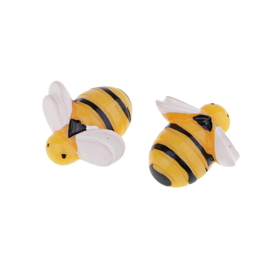 10pcs Mini Bee Shape Resin Flatback Dollhouse Miniature Ornaments for DIY Phone Jewelry Making Supplies