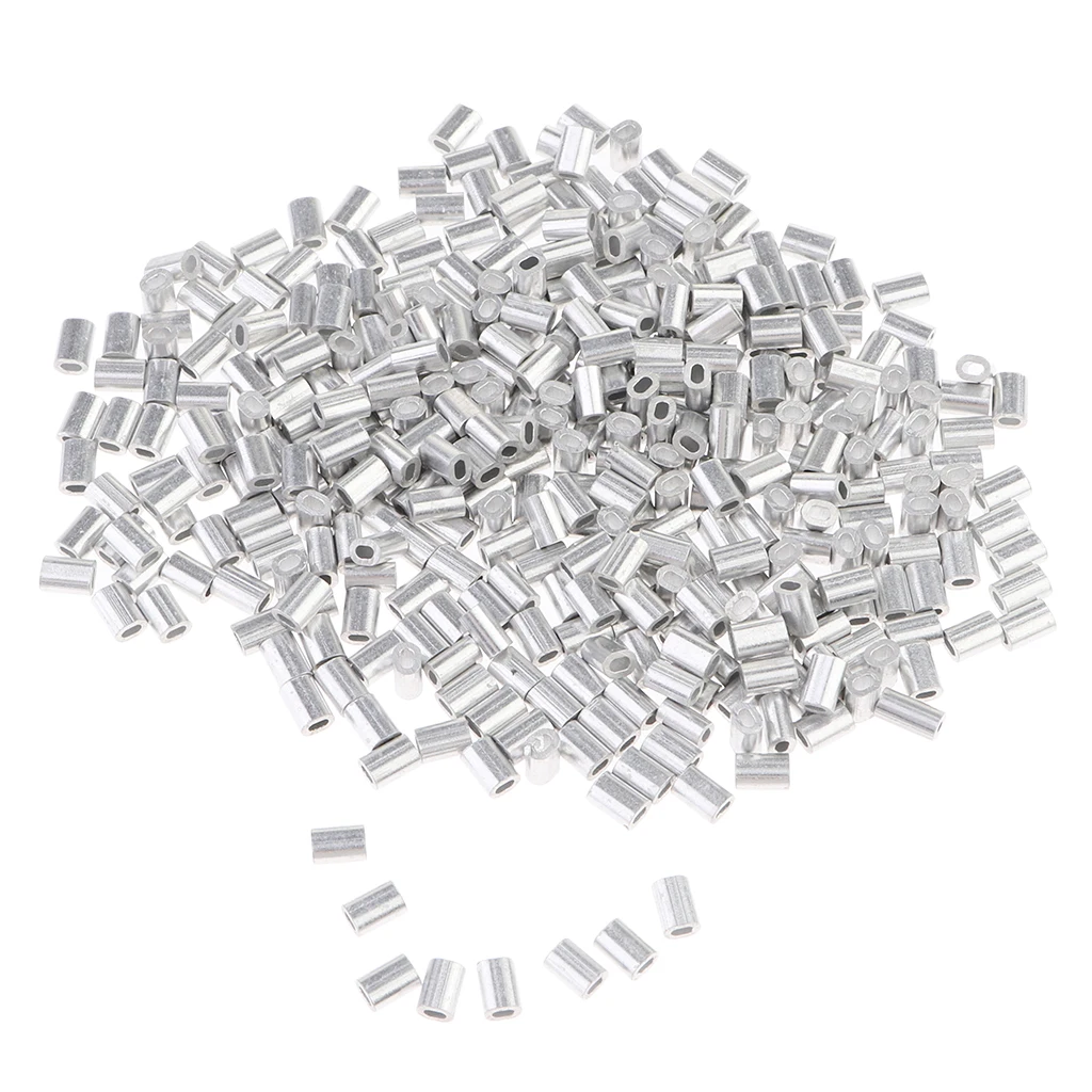 1000pcs Fishing Single Barrel Sleeves Aluminium Crimp Fishing Tackle Connector 0.8/1/1.2/1.5mm fishing Line Clip Tube Connector 