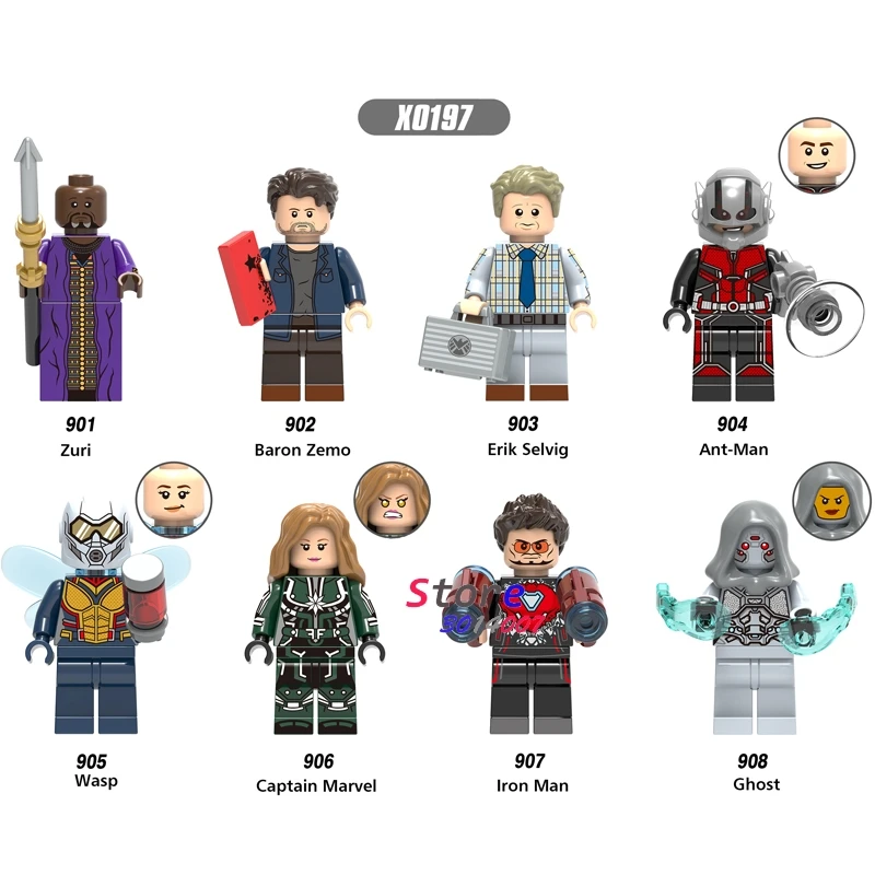 

Single Marvel Ant-Man and Wasp Ghost Captain Marvel Iron Man Zuri Baron Zemo Erik Selvig building blocks toy for children