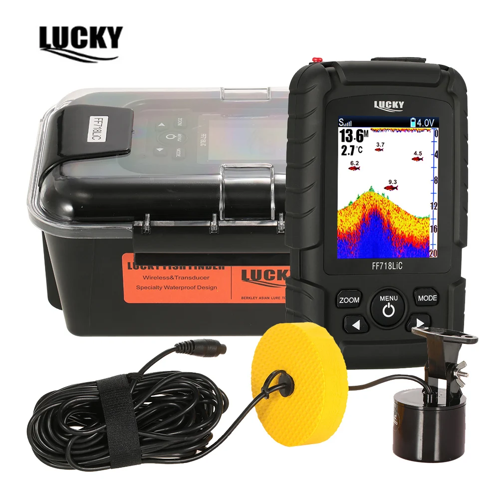 

LUCKY FF718LiC 328ft /100m depth Fishfinder Sonar Transducer 2-in-1 Wired & Wireless Sensor Portable Waterproof Fish Finder