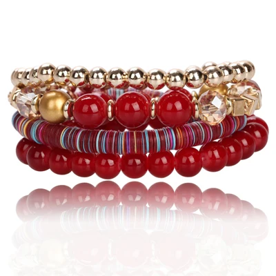 Горячая Распродажа, одноцветные браслеты из бисера для женщин, популярные ювелирные изделия из бисера с кисточками, многослойные браслеты, подарок для женщин - Окраска металла: 2621 red