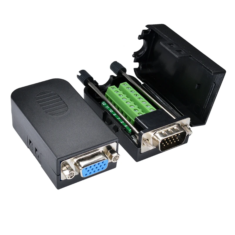 

vga solder joints male to female docking display db15 three rows of 15-pin VGA terminal with shell