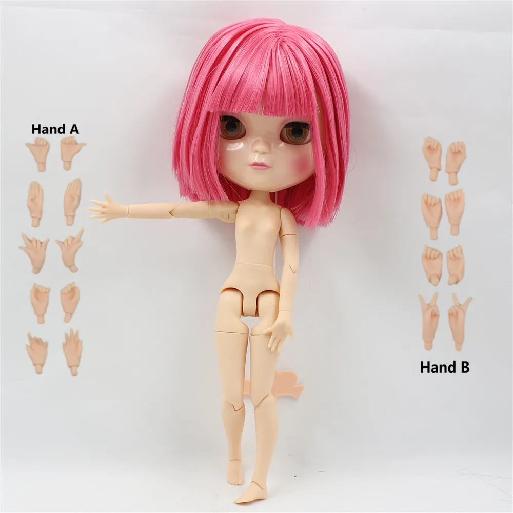 ICY DBS кукла BL2476 короткие розовые волосы азон тело маленькая грудь встряхнуть голову игрушка кукла натуральная кожа 30 см - Цвет: doll with hand AB