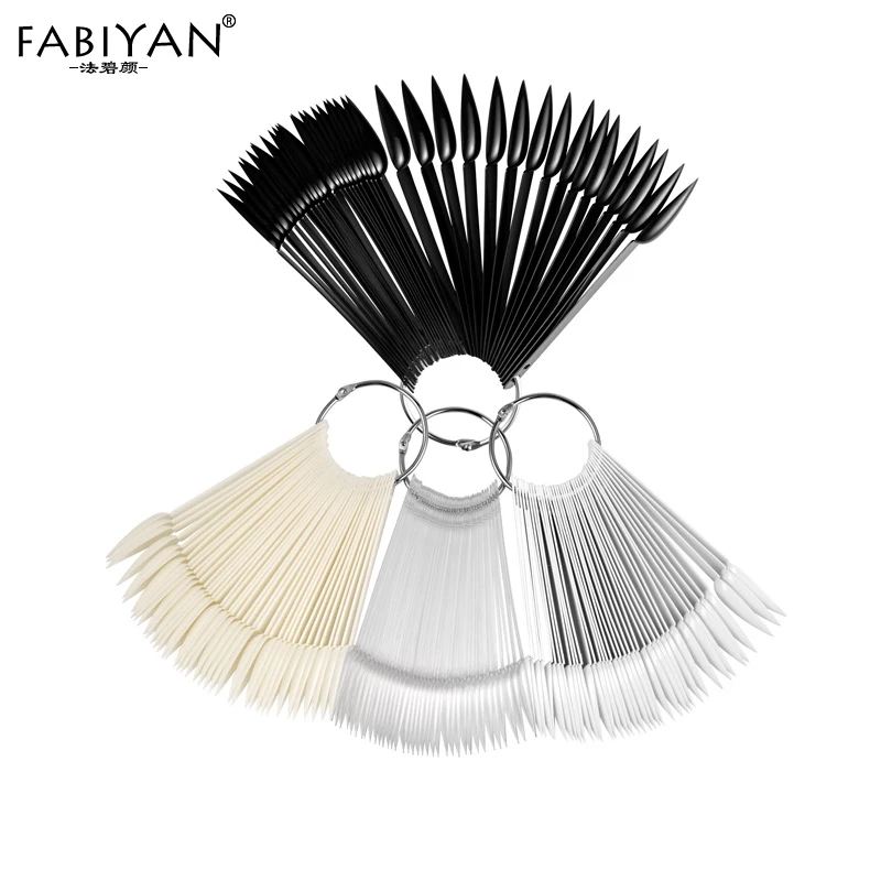 

40Pc Fake Nail Art Polish Color Card Palette Finger False Tips Display Practice Acrylic UV Gel Tool Manicure Sharp Fan With Ring