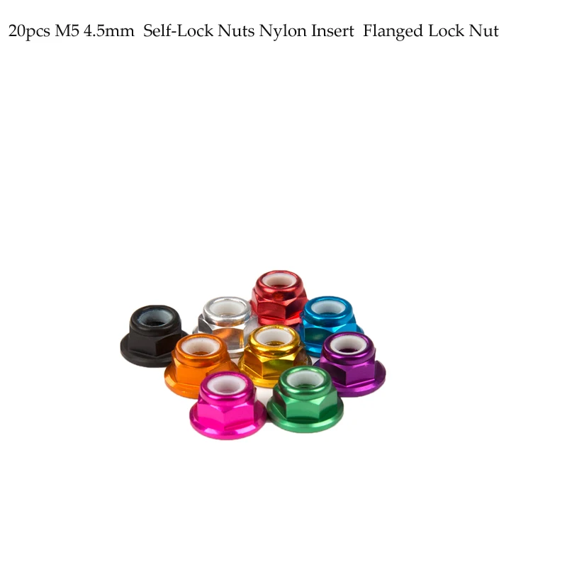 

20pcs/lot M5 4.5mm Height Self-Lock Nuts Nylon Insert Aluminum cw Flanged Lock Nut/Quick release Wrench for FPV Racing Drone kit