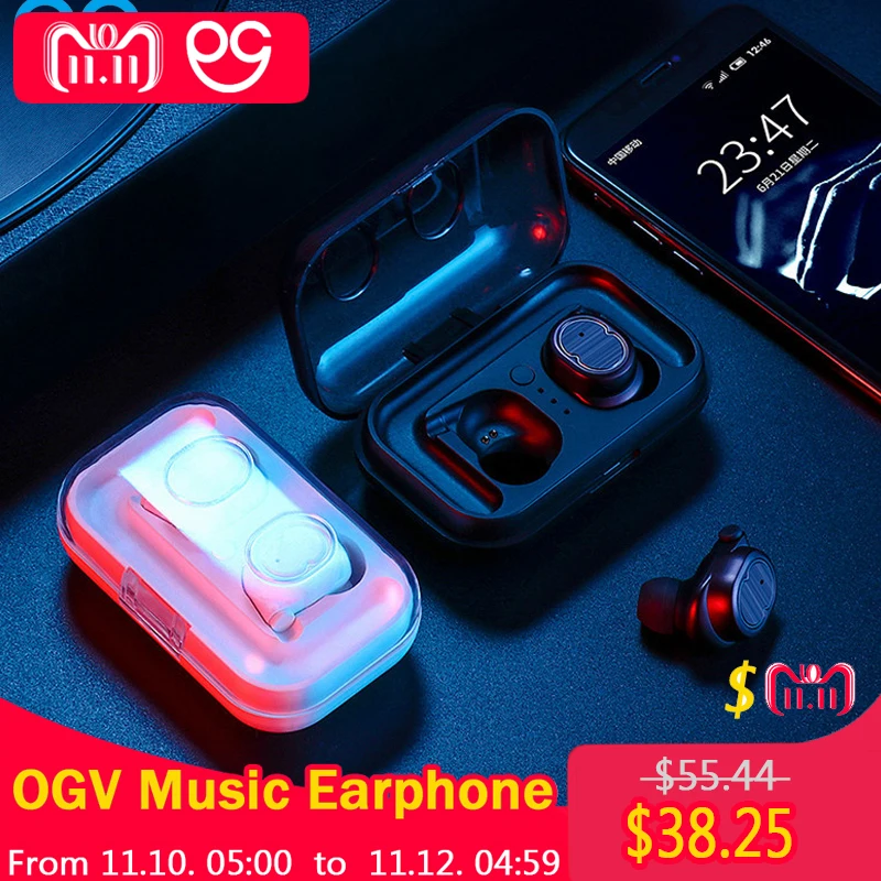 

OGV Stereo Music Earphones Binaural call Bluetooth 5.0 Headset Sports Headphones Jogging Earbud For iPhoneSE 7 8 Xiaomi Sony