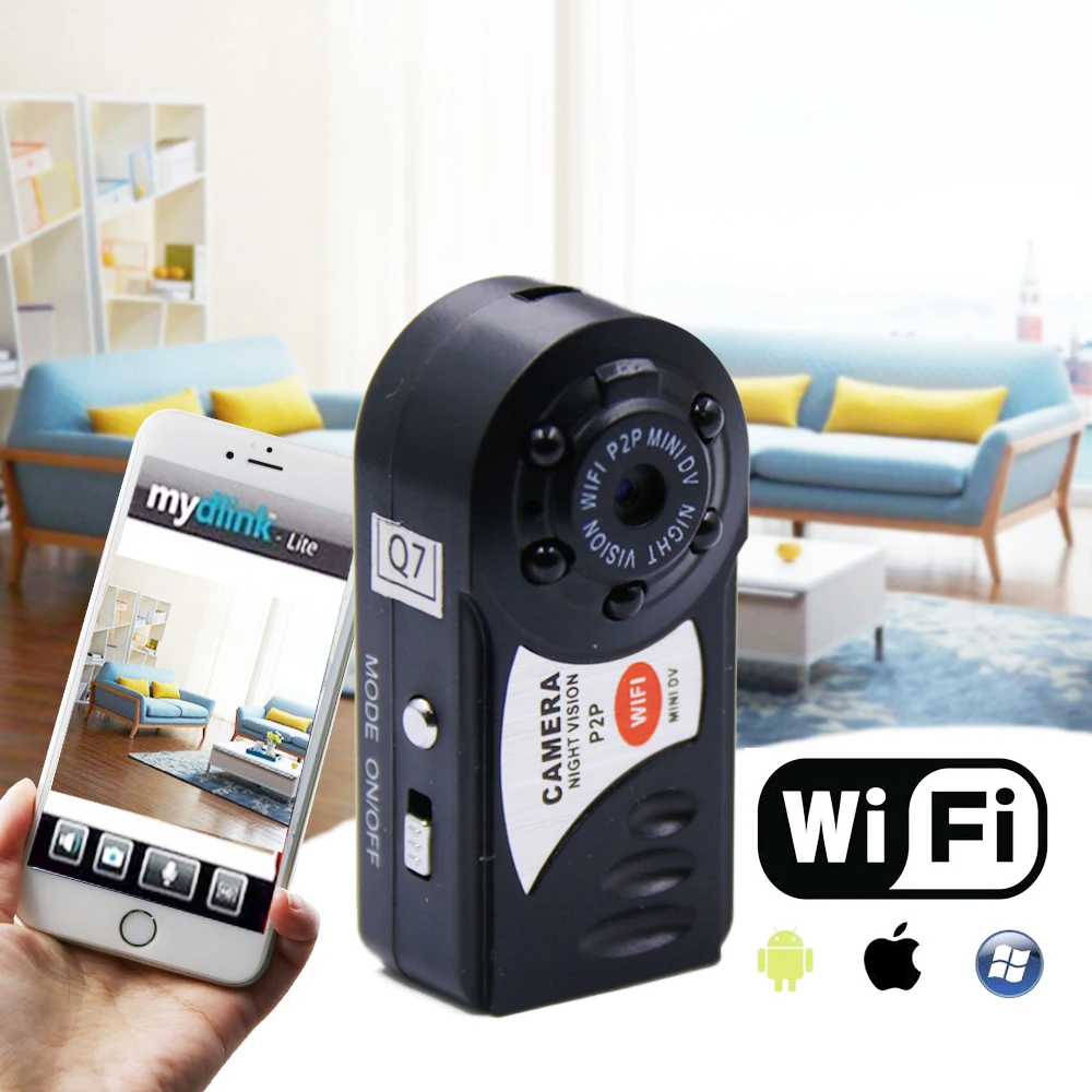Лидер продаж 720 P HD q7 mini Wi Fi dvr wireless ip видеокамеры с Встроенный микрофон ИК ночного