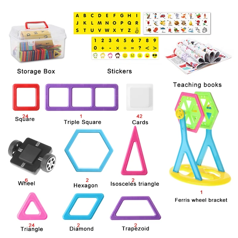 

2018 New Educational 113Pcs Magnetic Building Blocks Tiles Educational Toy for Baby Kids DIY