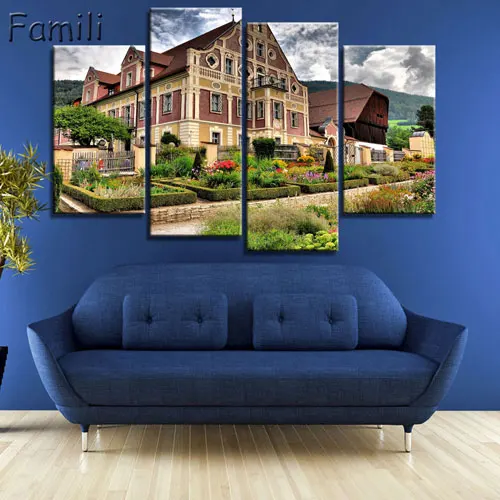 4pcs Winter Landscape Canvas Paintings Modern Pictures for Living Room Prints Wall Art Modular Painting Color | Дом и сад