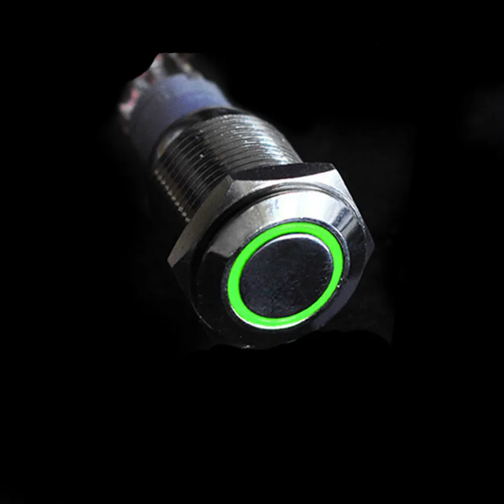 12V 16mm Green LED Angel Eye Metal Push Button ON-OFF Switch for Car Boat DIY | Обустройство дома