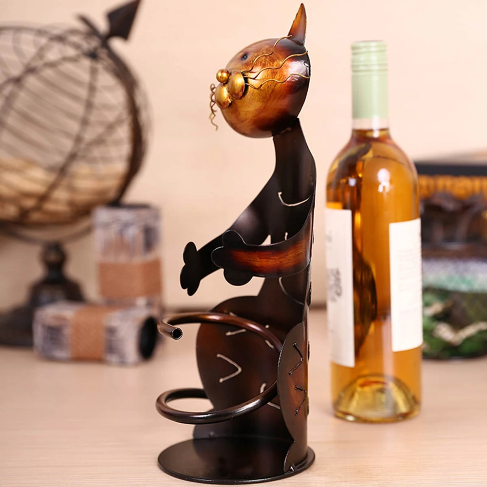 

Cat/lion/leopard Wine Rack Wine Holder Shelf Metal Practical Sculpture Wine stand Home Decoration Interior Crafts Christmas Gift