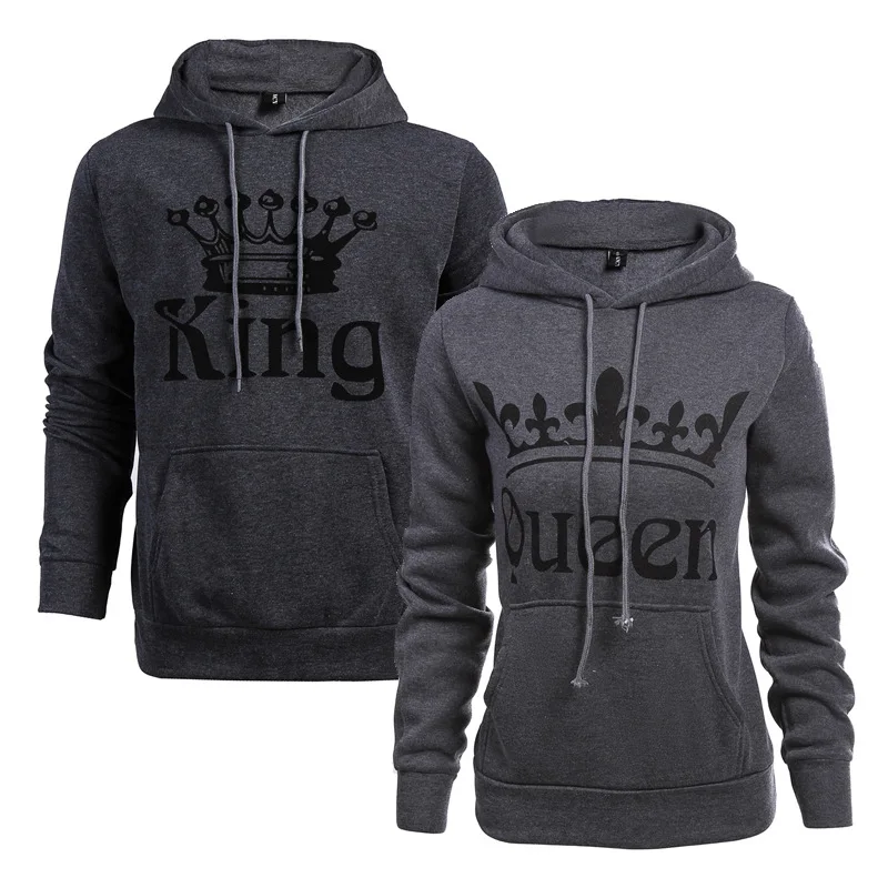 Худи женское трикотажное с надписью King Queen Свитшот в стиле хип хоп уличная одежда