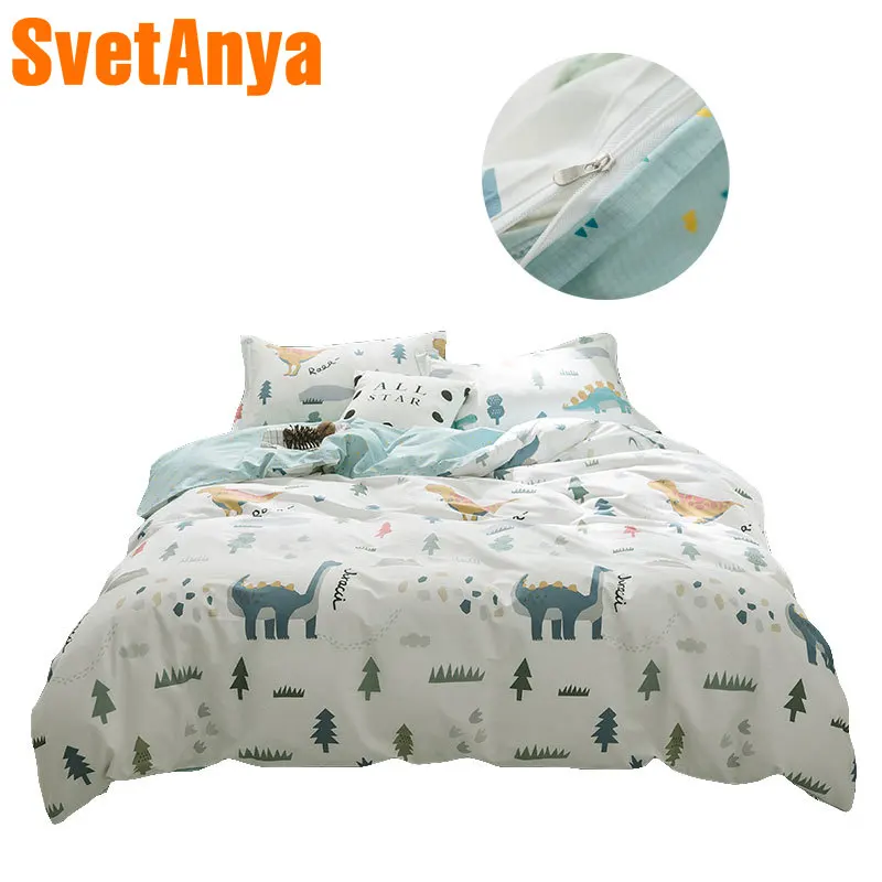 

2018 Cartoon Dinosaur Print Bedding Set Cotton Twin Queen Size 3/4Pc Duvet Cover Flat Sheet/Fitted Sheet Pillow Cases