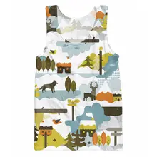 Лес Для мужчин Безрукавки для женщин упрощенным иллюстрации олень волки горы 3d печати Стрингер жилет летняя рубашка без рукавов для унисекс