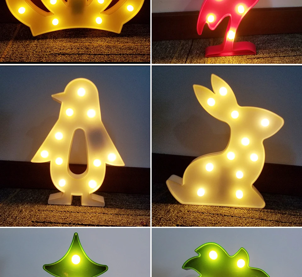 Cartoon LED 3D Animals Night Light Flamingo Pineapple  (10)