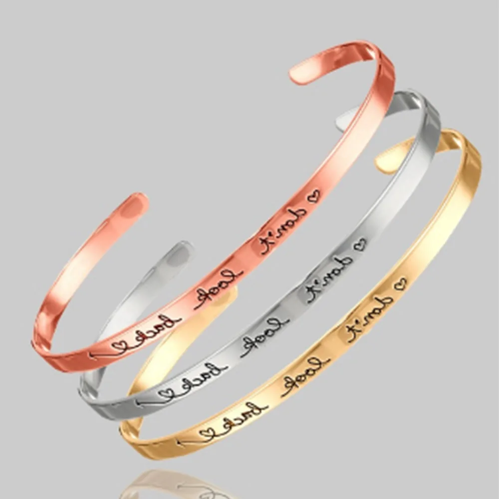 

Fashion Bangles Engraved Letter "do not look back" Bangle Positive Inspirational Bracelets & Bangles for Girl Gift Women Jewelry