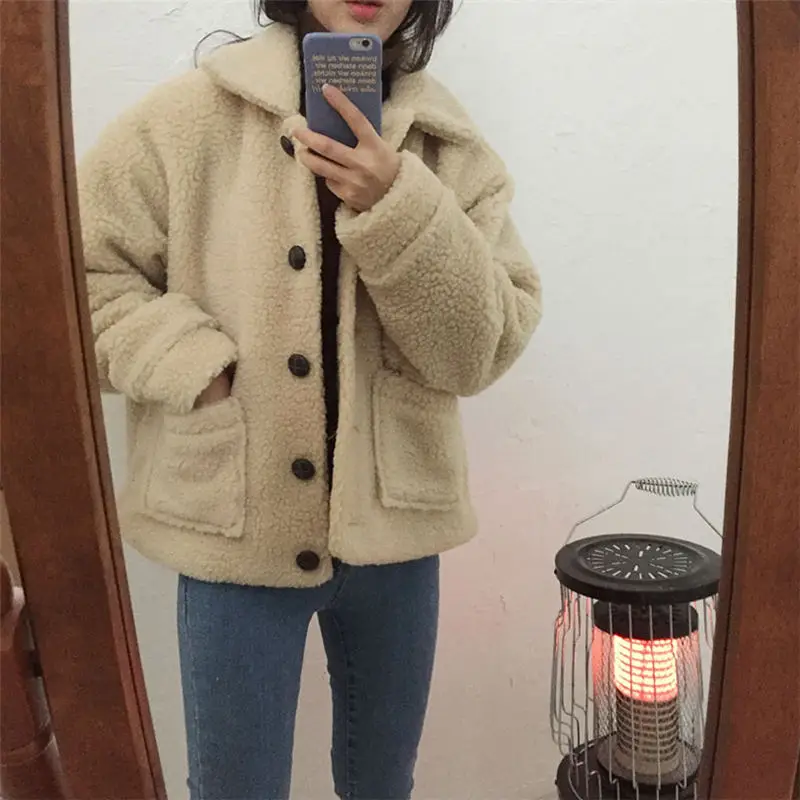 Осенне-зимняя женская куртка из искусственной овечьей шерсти, пальто, теплая винтажная короткая куртка, женская уличная верхняя одежда, Chaqueta Mujer, пальто Q890