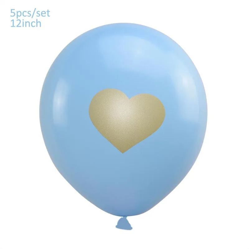 1 Набор детских воздушных шаров на день рождения, для мальчиков/девочек, с буквами, фольгированные воздушные шары «сделай сам», детские украшения, вечерние принадлежности - Цвет: 5pcs blue heart